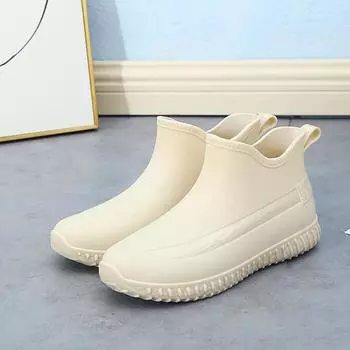 Женские дождевые туфли, нескользящие водонепроницаемые туфли, модные взрослые водонепроницаемые туфли, кухонные туфли с мелким вырезом, модные 36