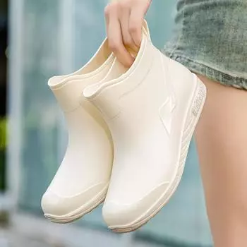 Женские дождевые туфли водные туфли женские взрослые модные короткие голенища новые резиновые туфли рабочая обувь четыре сезона водонепроницаемые резиновые сапоги износостойкие для улицы 35