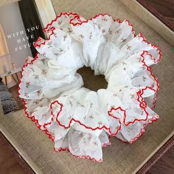 Женские двухслойные кружевные белые большие резинки для волос, цветочные повязки на голову, милые резинки для волос для девочек, эластичные резинки для волос, модные аксессуары