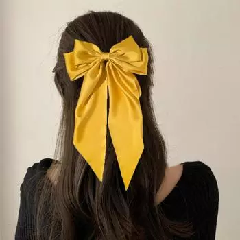 Женские двухслойные весенние заколки с бантом из шелкового атласа, заколки для волос с лентой, аксессуары для волос, заколка для волос с бантом жёлтый
