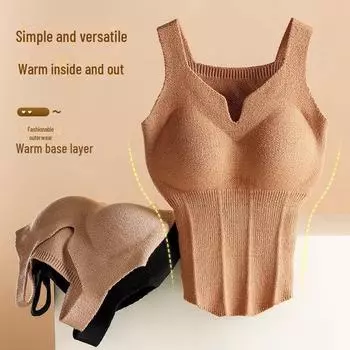 Женские двухсторонние жилеты из немецкого бархата: Бесшовные самонагревающиеся топы, подтяжки и нижнее белье для осени/зимы One size (85-150) хаки