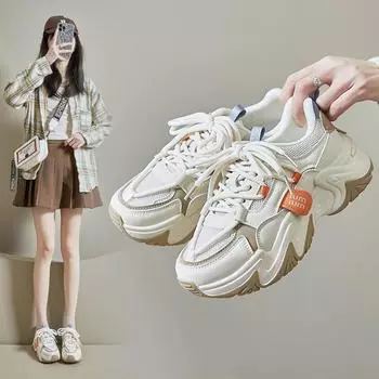 Женские дышащие беговые кроссовки без шнуровки на платформе со шнуровкой из искусственной кожи, повседневные спортивные прогулочные туфли, легкие массивные кроссовки, теннисные туфли 35