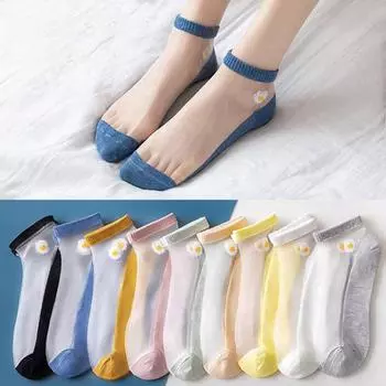 Женские дышащие чулки, модные летние тонкие носки с цветочной сеткой в стиле пэчворк