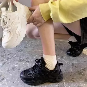 Женские дышащие кроссовки, белые модные повседневные универсальные туфли на толстой подошве, спортивные кроссовки на плоской подошве на платформе 35 белый