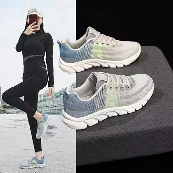 Женские дышащие кроссовки для бега на открытом воздухе, спортивная обувь, удобная обувь на шнуровке 35 зелёный