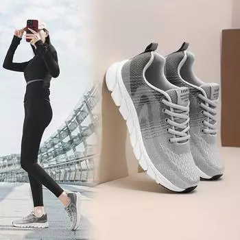 Женские дышащие кроссовки для бега на открытом воздухе, спортивная обувь, удобная обувь на шнуровке 35 зелёный