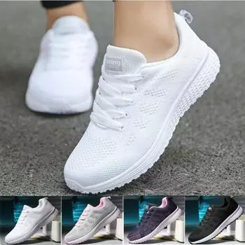 Женские дышащие кроссовки Кроссовки Фитнес Спортивная повседневная обувь 44 белый