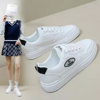 Женские дышащие кроссовки на платформе, модные противоскользящие прогулочные туфли для бега, повседневные легкие белые кроссовки на шнуровке, женские теннисные туфли из искусственной кожи 35
