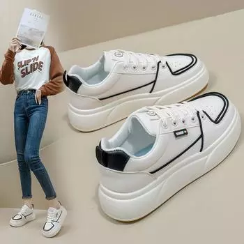 Женские дышащие кроссовки на платформе, противоскользящие кроссовки для бега, повседневные легкие белые кроссовки на шнуровке, модные женские теннисные туфли из искусственной кожи 35