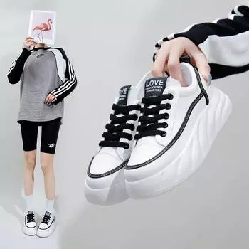 Женские дышащие кроссовки на платформе, противоскользящие прогулочные туфли для бега, повседневные легкие массивные кроссовки на шнуровке, теннисные туфли из искусственной кожи для женщин 35