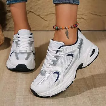 Женские дышащие кроссовки спортивные беговые туфли на плоской подошве на платформе Zapatos Para Mujer осенние новые походные удобные прогулочные туфли на шнуровке женские 35 чёрный