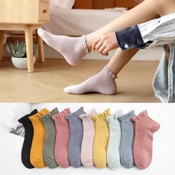 Женские дышащие кружевные носки-лодочки — легкие, впитывающие пот, хлопковые, однотонные, короткие, для осени и лета One Size