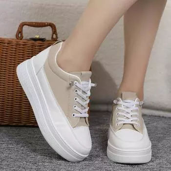 Женские дышащие летние белые туфли на платформе, новые легкие резиновые повседневные спортивные туфли для женщин, на шнуровке, вулканизированные туфли 35