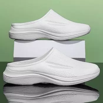 Женские дышащие полутапочки большого размера, сверхлегкие домашние и уличные тапочки, домашние тапочки 35 белый
