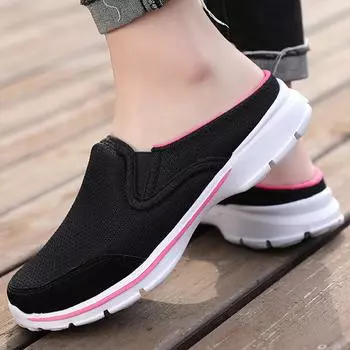 Женские дышащие полутапочки Сверхлегкие домашние/уличные женские тапочки Домашние тапочки 35 темно-красного