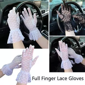 Женские дышащие полые кружевные перчатки с вышивкой в виде сердца и солнцезащитного крема чёрный