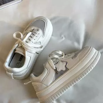 Женские дышащие сетчатые балетки Кроссовки женские Вулканизированные туфли на платформе Летние кроссовки Женские 2024 Кроссовки на шнуровке Трендовые кроссовки 35 бежевый