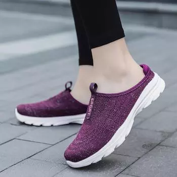 Женские дышащие сетчатые кроссовки для ходьбы 2024 года — большой размер, повседневный дизайн с полускользящей подошвой 41 чёрный
