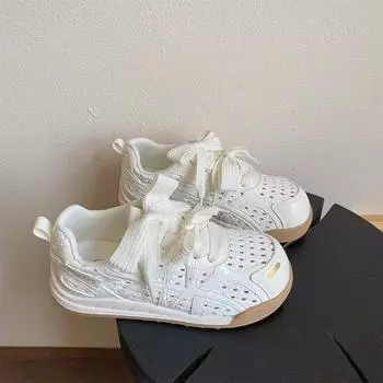 Женские дышащие сетчатые кроссовки на толстой подошве с большой головкой, новинка лета 2025, тонкие розовые немецкие тренировочные кроссовки на платформе, для ношения с юбками 35 бежевый