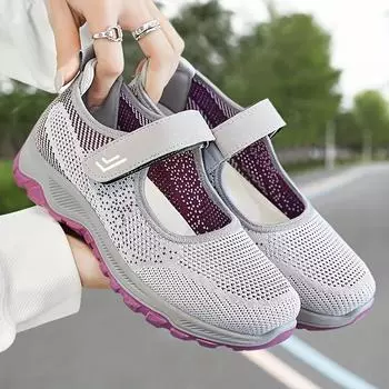 Женские дышащие сетчатые кроссовки с удобным ремешком на щиколотке для ходьбы 36 чёрный