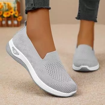 Женские дышащие сетчатые кроссовки Slip-On, легкая и удобная обувь для ходьбы 36 чёрный