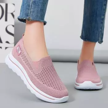 Женские дышащие сетчатые кроссовки Slip-On — легкие повседневные кроссовки с мягкой подошвой EVA для лета, нескользящая женская повседневная обувь 36
