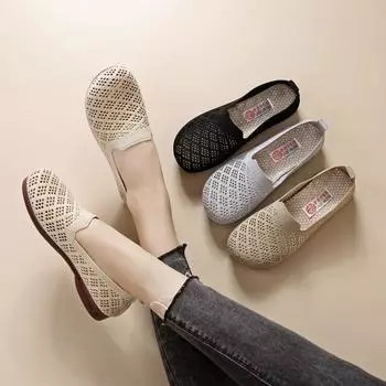 Женские дышащие сетчатые кроссовки Slip-On, легкие, удобные, для ходьбы, летняя повседневная обувь 35 чёрный