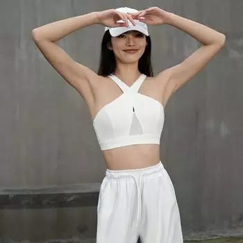 Женские дышащие сетчатые топы для йоги с накладками на грудь - Спортивная одежда для фитнеса Medium белый
