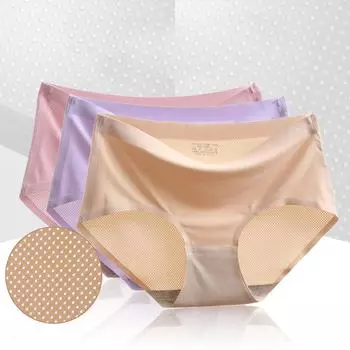 Женские дышащие сетчатые трусы-бикини, сексуальные бесшовные трусики из ледяного шелка, мягкие женские трусы M чёрный