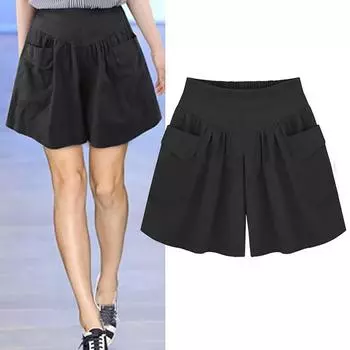 Женские дышащие свободные повседневные летние шорты с эластичной резинкой на талии, удобные модные однотонные шорты M хаки