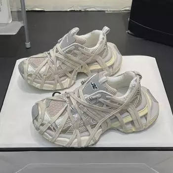 Женские дышащие туфли для папы весна/лето 2024 г.: Универсальные, массивные, увеличивающие рост кроссовки