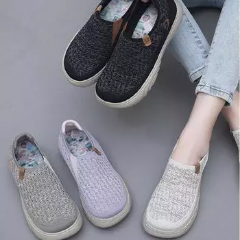 Женские дышащие туфли на толстой подошве, модные легкие туфли без застежек, мягкие, удобные, нескользящие женские туфли 35 грязно-белый