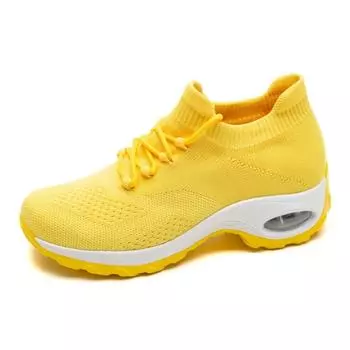 Женские дышащие вязаные кроссовки на воздушной подушке, повседневные походные туфли на шнуровке 36 красный