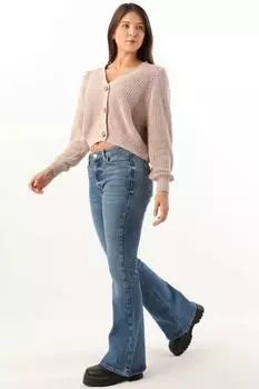 Женские джинсовые брюки-клеш синие