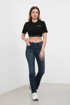 Женские джинсовые брюки-клеш синие