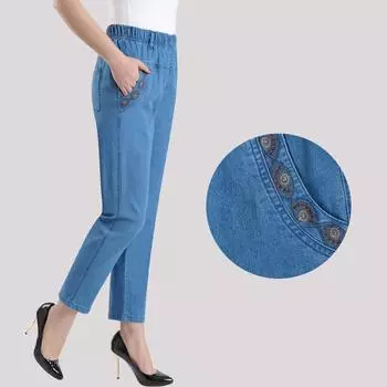 Женские джинсовые брюки Nine, эластичные джинсовые брюки, джинсы с высокой талией, женские узкие женские джинсы, шаровары L