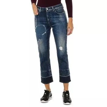 Женские джинсовые брюки с эффектом поношенности и рваности 6Y5J10-5D2XZ 27-USA синий