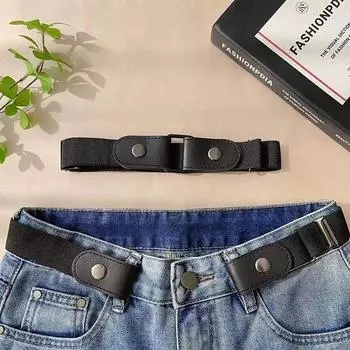 Женские джинсовые брюки с ленивым ремнем, эластичный невидимый ремень на талии, большие изменения, маленькая талия брюк, затягивающий артефакт чёрный