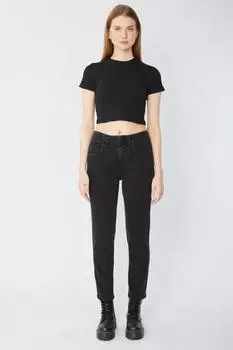 Женские джинсовые брюки с разрезом, черные