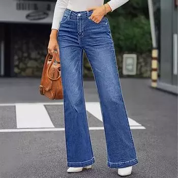 Женские джинсовые классические универсальные модные брюки с высокой талией XXL