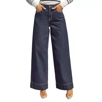 Женские джинсовые классические универсальные модные брюки с высокой талией L темно-синий