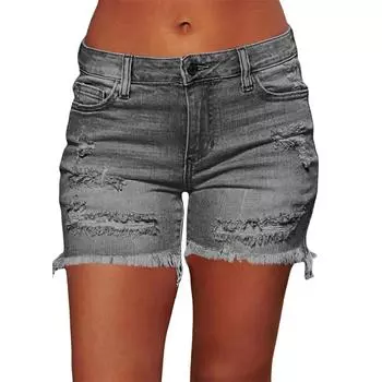 Женские джинсовые классические универсальные модные шорты с высокой талией M чёрный