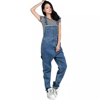 Женские джинсовые подтяжки Женские повседневные цельные комбинезоны больших размеров Женские джинсы 28 синий