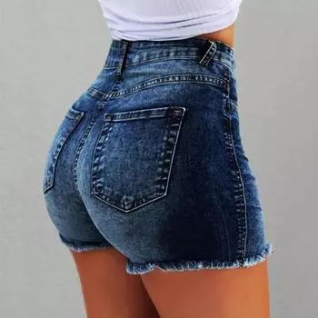 Женские джинсовые шорты с высокой талией и кисточками XL чёрный