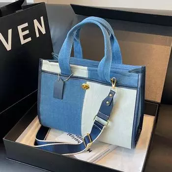 Женские джинсовые сумки через плечо, женские сумки большой емкости, дизайнерская большая сумка через плечо