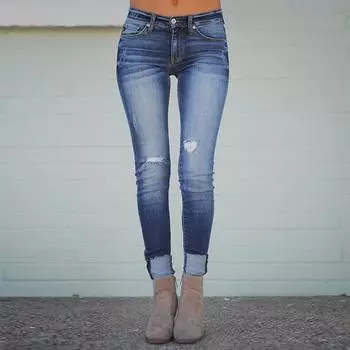 Женские джинсы 2024 года, вымытые водой, утягивающие и чувственные женские брюки S темно-синий