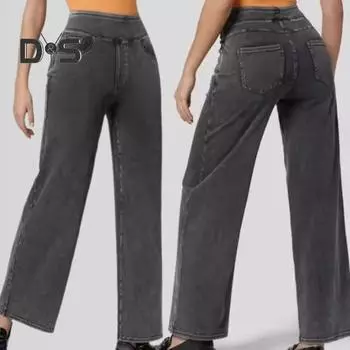 Женские джинсы, эластичные, с высокой талией, облегающие, слегка расклешенные, широкие, длинные джинсовые брюки с карманами, однотонные джинсы XL темно-серого