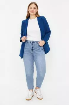 Женские джинсы больших размеров, модные новые сезонные голубые джинсы для мам с высокой талией