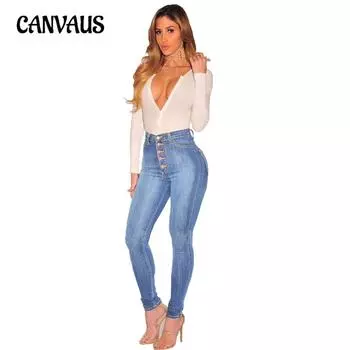 Женские джинсы больших размеров с высокой талией и несколькими пуговицами, длинные утягивающие брюки с подъемом бедер S серый