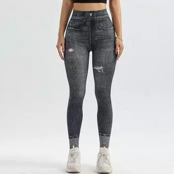 Женские джинсы Danmo с высокой талией, облегающие джинсы с подтяжкой ягодиц для девочек, стильные длинные джинсы с эффектом пуш-ап L чёрный